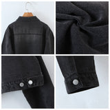 Plus Size Crop Denim Jacket - Close Up 2