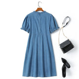 Plus Size Denim Cheongsam - Back View