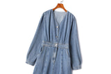 Plus Size Denim Long Sleeve Dress