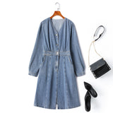 Plus Size Denim Long Sleeve Dress