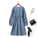 Plus Size Denim Long Sleeve Dress