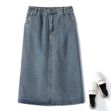 Plus Size Denim Midi Skirt