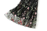 Plus Size Black Floral Embroidery Dress with flattering A Line skirt