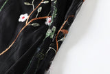Plus Size Black Floral Embroidery Dress with side zip for curvy comfort