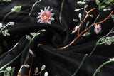 Plus Size Black Floral Embroidery Dress with feminine pattern