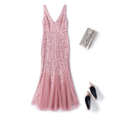 plus size pink sequins evening dress