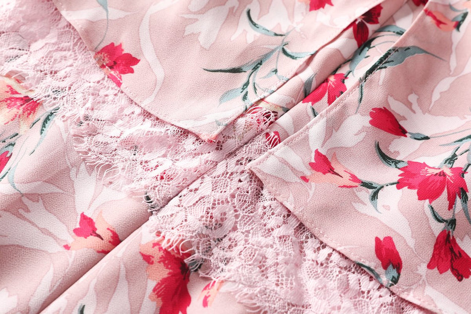 Dana Plus Size Pink Floral Halter Neck Midi Dress