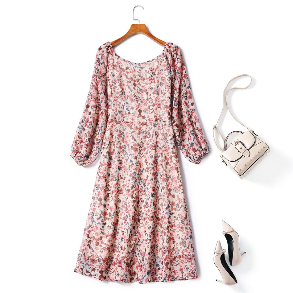 Plus Size Floral Long Sleeve Dress