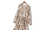 Plus Size Floral Long Sleeve Maxi Dress