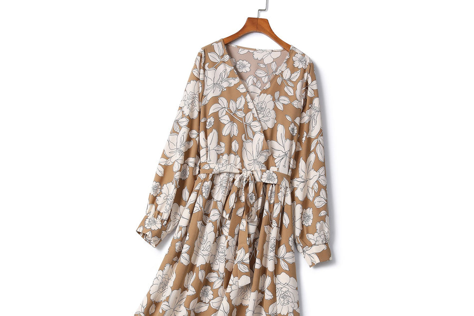 Plus Size Floral Long Sleeve Maxi Dress