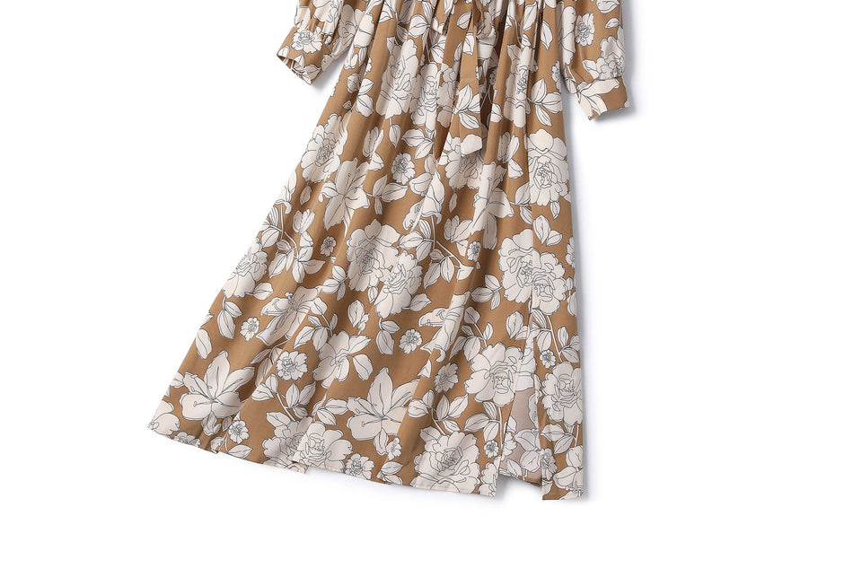 Plus Size Floral Long Sleeve Maxi Dress