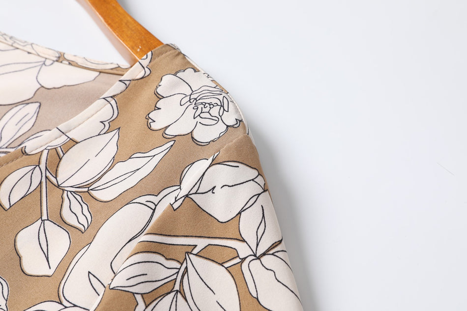 Plus Size Floral Long Sleeve Maxi Dress