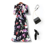 Plus Size Floral Mermaid Midi Dress