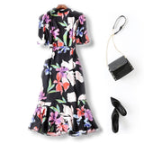 Plus Size Floral Mermaid Midi Dress