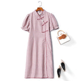 Plus Size Gingham Cheongsam