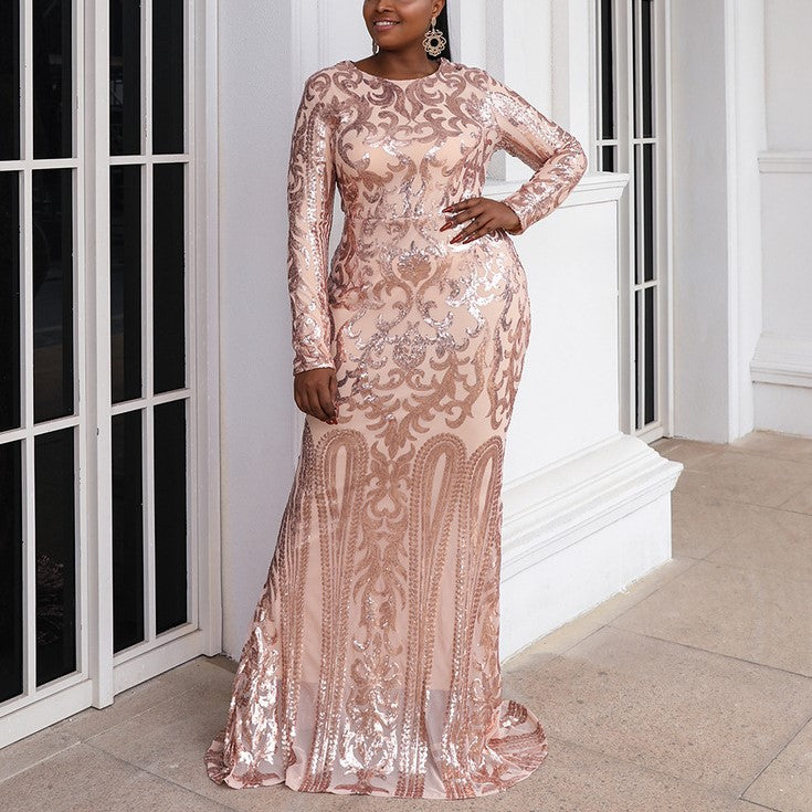 All Nighter Long Sleeve Sequin Gown - Black/Rose Gold | Fashion Nova,  Dresses | Fashion Nova