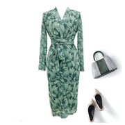 Plus Size Green Floral Wrap Dress