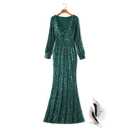 Plus Size Green Sequins Gown