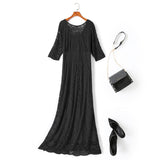 plus size black lace maxi dress