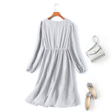 Opel Plus Size V Neck Long Sleeve Dress