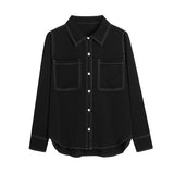Plus Size Long Sleeve Shirt - Black