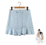 Plus Size Mermaid Denim Mini Skirt