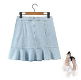 Plus Size Mermaid Denim Mini Skirt