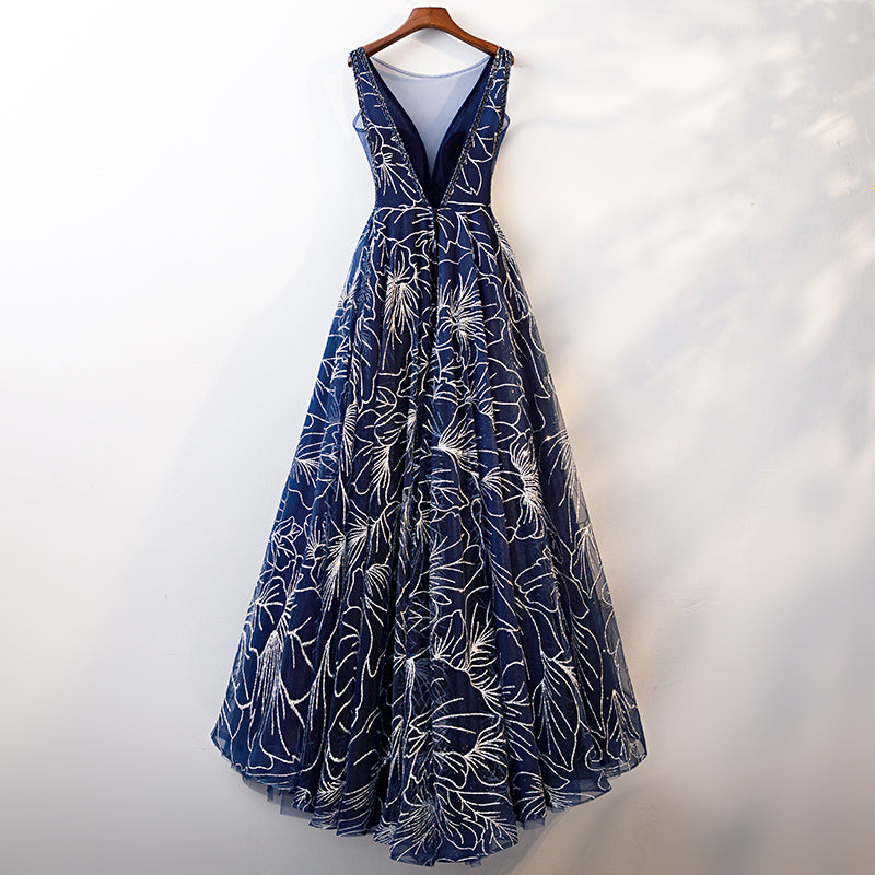 Plus Size Navy Blue Floral Gown– Hello Curve