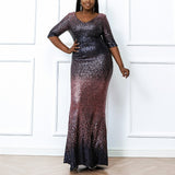 Plus Size Ombre Sequin Evening Dress