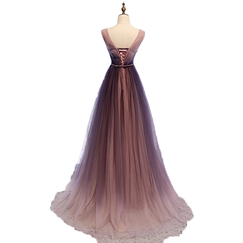 Halter Illusion Long Boho Tulle Dresses Grape Plus Size