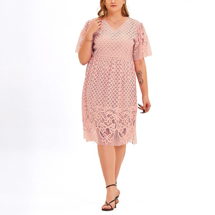 Plus Size Pink Cocktail Dress– Hello Curve - Main Image