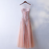 Plus Size Pink Evening Gown - Back View