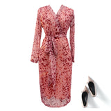 Plus Size Pink Floral Wrap Dress