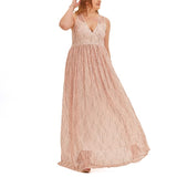 Plus Size Pink Lace Evening Dress