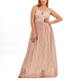 Plus Size Pink Lace Evening Dress