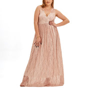 Plus Size Pink Lace Evening Dress