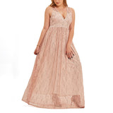 Plus Size Pink Lace Evening Dress