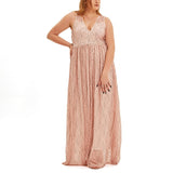 Plus Size Pink Lace Evening Dress