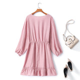 Plus Size Pink Long Sleeve Dress