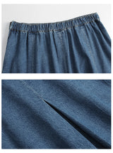 Plus Size Pleats Denim Mini Skirt