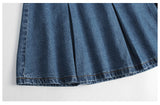 Plus Size Pleats Denim Mini Skirt