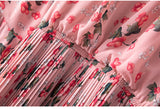 Plus Size Pleats Floral Midi Dress