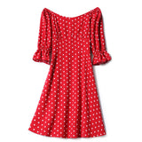 Plus Size Polka Dots Off Shoulder Dress