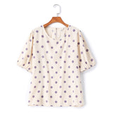 Brielle Plus Size Polka Dots Blouse and Dungaree Dress Set