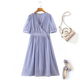 Plus Size Purple Wrap Midi Dress