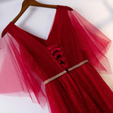 Plus Size Red Flutter Sleeve Evening Dress