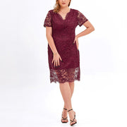 Plus Size Red Lace Cocktail Dress