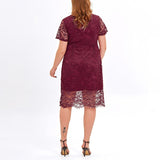 Plus Size Red Lace Cocktail Dress