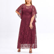 Plus Size Red Lace Evening Dress