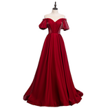 Plus Size Red Off Shoulder Evening Dress